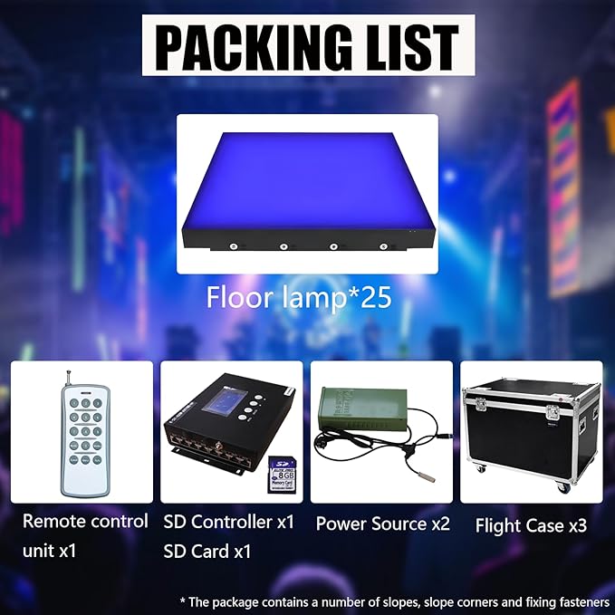Dance Floor Stage Lights Tempered Glass Infinity Mirror Panel 3D Effect Led Dance Floor for Wedding Party Customizable (RGB-Magnetic, 25PCS(8.2FTX8.2FT))
