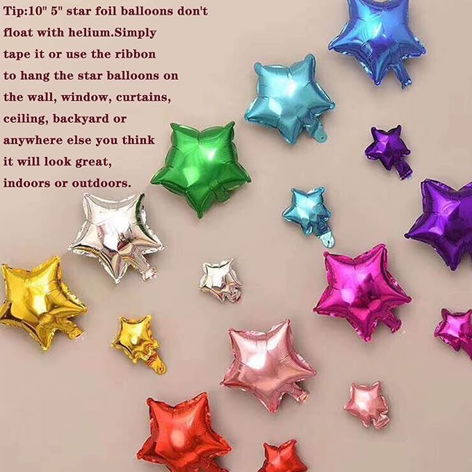 50 Pieces Silver Star Balloons - 5" Small Silver Foil Star Mylar Balloons for Party Decorations