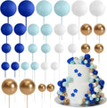 ASTARON Ball Cake Topper, 32 Pcs Foam & Wire Decorations, Mini Balloons Cake Topper Sticks, 4 Colors/Sizes for Wedding Party Birthday Cake Decorating