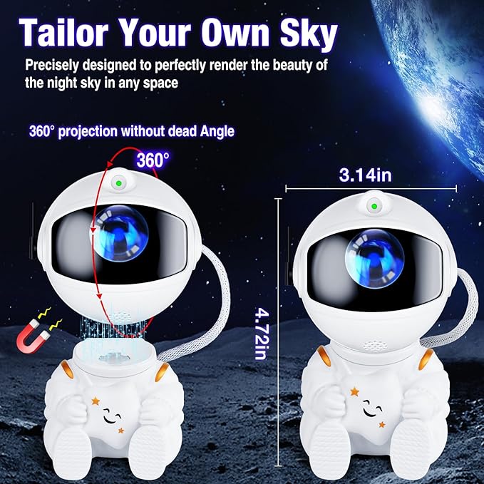 Astronaut Galaxy Projector Night Light – White Astronaut Holding Star, Star Projector Galaxy Lamp for Kids Bedroom, Space Decor & Gift