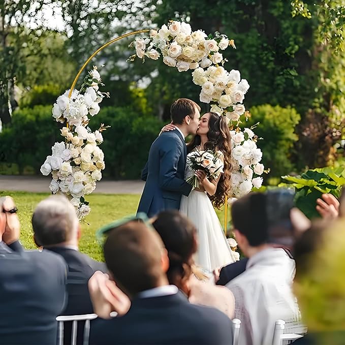 6foot Wedding Arch Frame and 2 Golden Water Bags, Arch Background Stand, Suitable for Weddings, Birthday Parties, Brides, Baby Parties, Photo Booths, Garden Decorations
