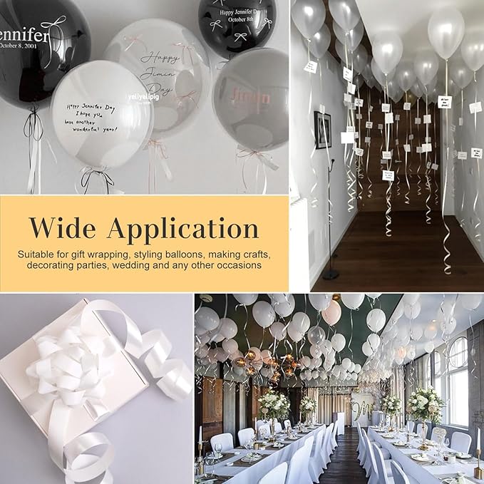 500 Yards White Curling Ribbon-Balloon String-Balloon Ribbon Texture Roll for Party Decoration, Gift Wrapping, Art Crafts, Florist Flower