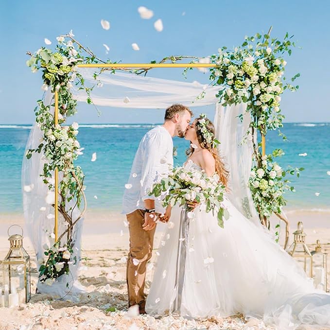 Gold Wedding Arch Backdrop Stand, 6.6FT x 6.6FT Square Arch Stand Gold Metal Balloon Arch Stand for Ceremony Party Birthday Party