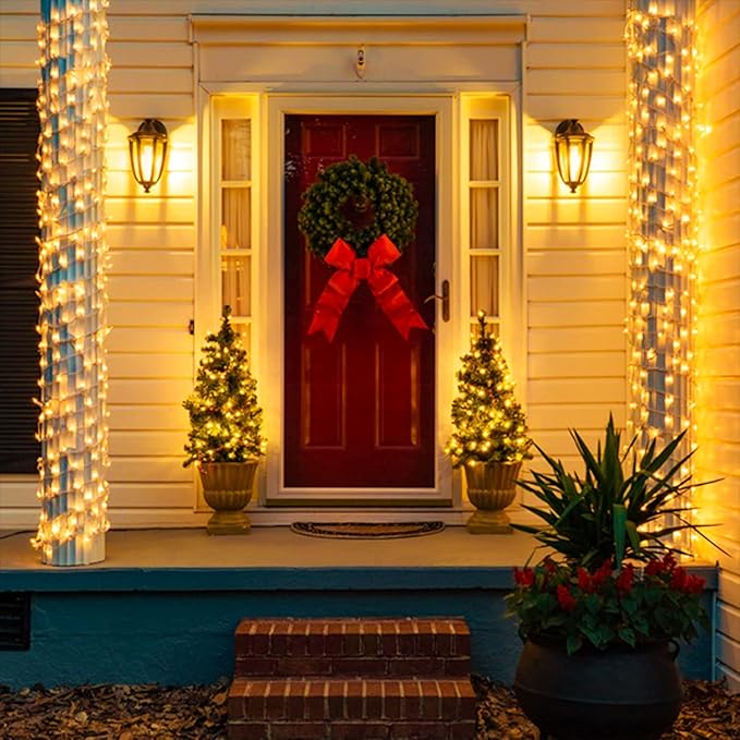 JMEXSUSS 163ft 500 LED Warm White Christmas Lights Outdoor, Clear Wire Plug-in String Lights Indoor Bedroom, 8 Modes Remote Control Christmas Tree Lights for Christmas Bedroom Tree Classroom