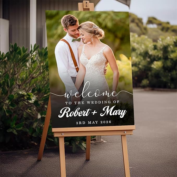 Personalized Photo Wedding Welcome Sign Template, Modern Minimalist Reception Sign, Welcome Wedding Board