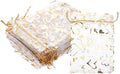 PATIKIL 100 Pcs 4x6 Inch Heart Printed Organza Bags, Gold Silver Sheer Heart Organza Bags with Drawstring for Christmas Candy Jewelry Party Wedding Favor Gift