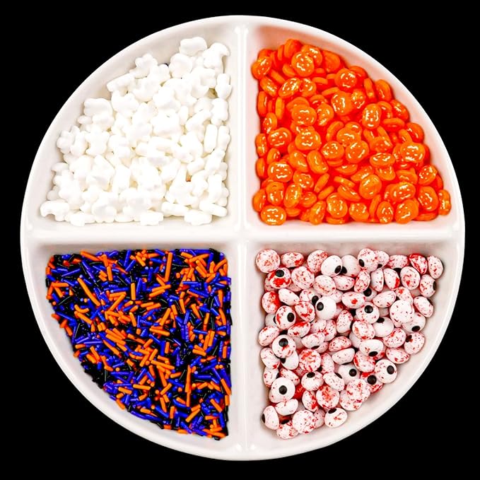 Halloween Sprinkles for Cake Decorating, Edible Candy Eyeballs, Pumpkin Sugar Sprinkles Mix, 160g/5.64oz, Perfect for Cake Decoration, Cupcake Decorations Ice Cream Toppings