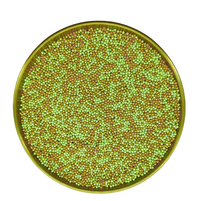St. Patricks Day Edible Green & Gold Sprinkles Candy 2mm Mini Pearls Cake Decorations Cupcake Toppers Cookie Decorating Perfect for Wedding Party Valentine Halloween Christmas Supplies 3OZ