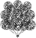 50pcs Black Foil Confetti Balloons,12 inch Latex Balloon with Black Confetti Inside for Birthday Family Party Wedding Party Baby Shower Decoration Supplies