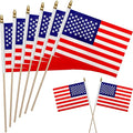 WEITBF 12Pcs 8×12 Inch Small American Flags on Stick Mini USA Flags US Handheld Flag Outdoor Decorations ﻿