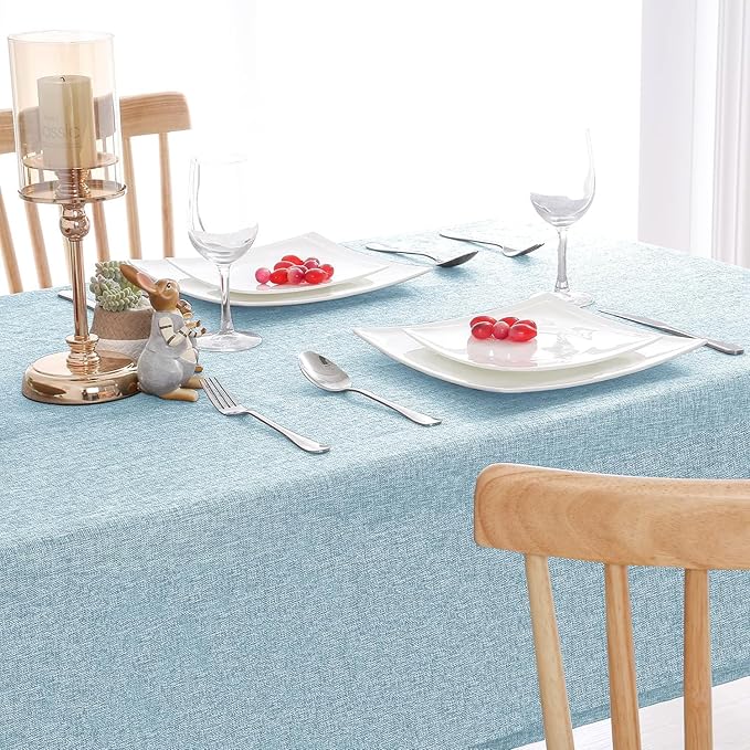 Hiasan Faux Linen Square Tablecloth - Wrinkle and Stain Resistant Washable Table Cloth for Kitchen Dining Room Holiday Table Cover for Dinner, Lux Slate Blue, 54 x 54 Inch