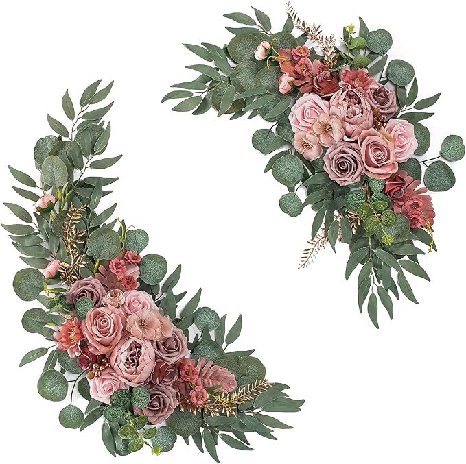 Wedding Arch Flowers, Artificial Flowers for Reception Backdrop and Welcome Ceremony Sign, Large Flower Swag for West Styles Wedding Ceremony Floral Decor - Pack of 2