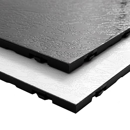 IncStores 3/8 Inch Thick Practice Dance Floor Tiles | Printed Plastic Dance Flooring for Practice and Performance of Countless Dance Styles (Black, 28-12" x 12" Tiles)