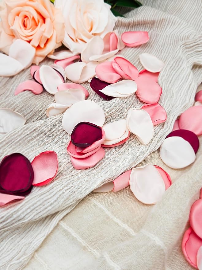 ZOOYOO 200Pcs Silk Rose Flower Petals For Valentine's Day,Wedding Flower GirlBasket,Aisle Scatter,Table Centerpieces,Romantic Night Decoration,3.5cm Each(Pink Series）