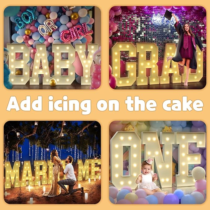 imprsv 4FT Marquee Letters Large Light Up Letters for Birthday Party Decor Wedding Decorations, Marquee & for Party Decoration, Large Signs Arch Kit Decorations