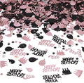 Rose Gold and Black Happy Birthday Confetti, 3000 Pcs Birthday Cake Table Metallic Foil Confetti Party Table Decor for Party, Baby Shower, DIY Arts and Crafting