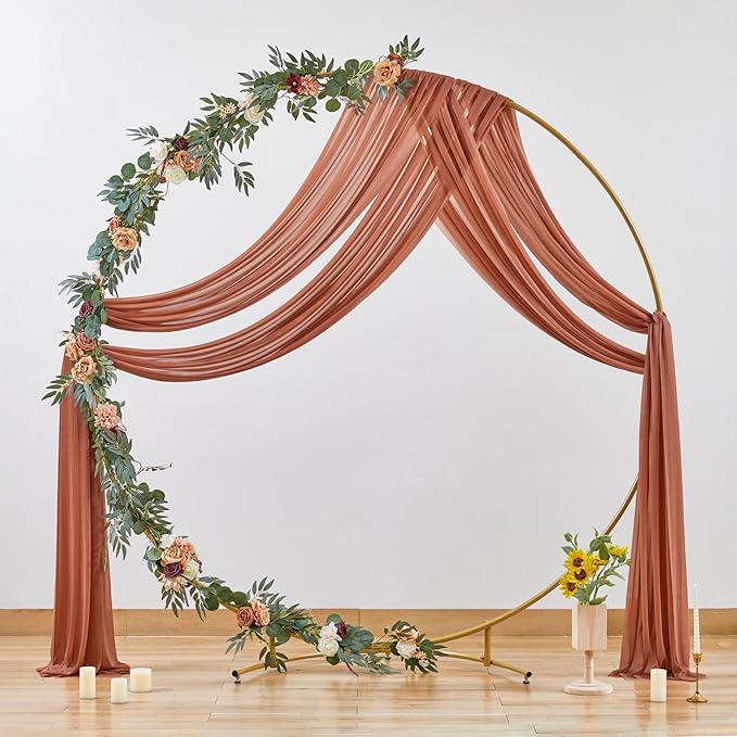 Wedding Arch Draping Fabric, 1 Panel 28" x 19Ft Terracotta Wedding Arch Drapes Sheer Backdrop Curtain for Wedding Ceremony Party Ceiling Decor