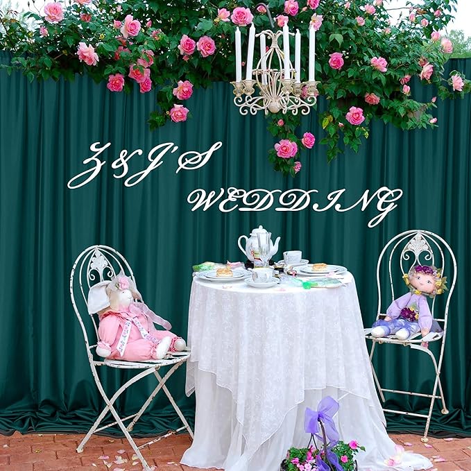 MEETSKY 10ft x 10ft Hunter Green Backdrop Curtains for Parties Wedding Curtain Rod Pocket Dark Green Photo Backdrop Sliding Drapes Backdrop Curtains for Photography, 5ft x 10ft, 2 Panels