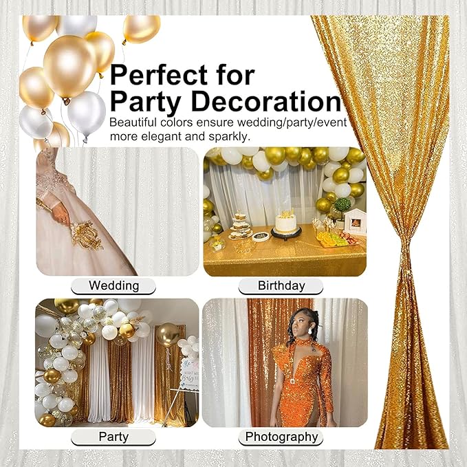 White Sequin Backdrop Curtain 10FTx10FT 1 Panel Glitter Background Drape Shimmer Wall Backdrop for Weddings Showers Photography Birthday Parties