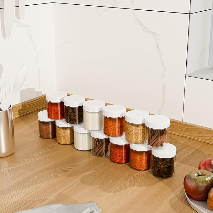 84PCS 4oz/125ml Plastic Jars with Screw On White Lids Seal Stickers Bottle Lid,Clear Container for Storing Dry Food,Spice,Lotion, Cosmetic, Slime, Honey Jam, Cream, Butter