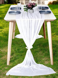 MDS 20 Pack 10ft Chiffon Table Runner 29 x 120 Inches Sheer Wedding Runner Romantic Rustic Table Runner for Wedding Decorations, Birthday Parties, Bridal Shower Party Arch Decor - White