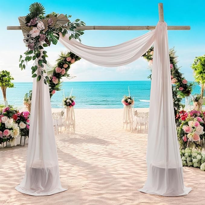 MDS Halloween Chiffon Draping Fabric - 1 Panel, 30" Wide x 50ft Long - Sheer Spooky Arbor & Canopy Drapery for Haunted House Backdrops, Party Ceilings, DIY Costumes & Themed Events - Nude