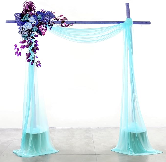 VDS Pack of 1 Panel (30 Inch X 20 Feet) Wedding Arch Draping Fabric Sheer Chiffon Fabric Drapery for Wedding Ceremony Reception Swag Backdrop Canopy Chuppah ARBO Altars Decoration (Teal)