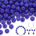 200pcs 10mm Dark Blue Rhinestone Beads for Jewelry Making, Shiny Round Shamballa Disco Ball Beads Bulk, Sparkle Crystal Clay Christmas for Bracelet Baseball Necklace Earring Crafting and DIY