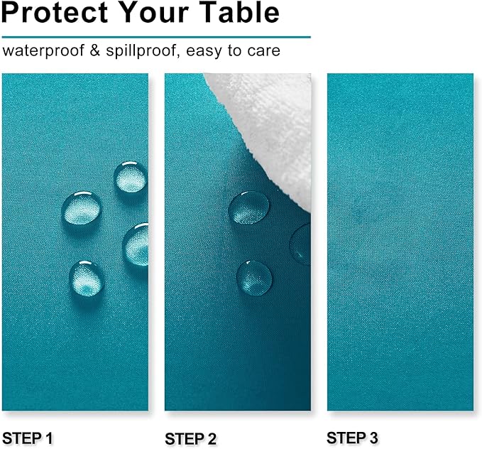 Hiasan Rectangle Tablecloth - Waterproof Washable Fabric Table Cloth for Wedding, Banquet, Gathering and Dining Room, 90 x 156 Inch, Turquoise