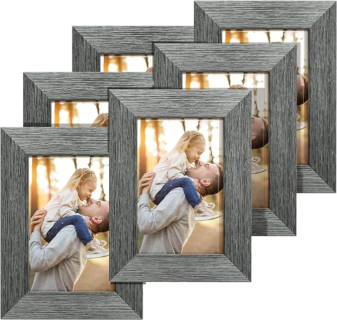 TWING 4X6 Picture Frames Collage Set of 6, Photo Collage Frame for Wall Decor or Table Top Display Gray