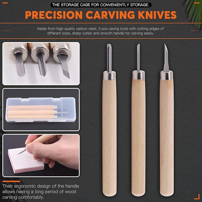 14Pcs Mixed Carve Printing Kit With Carving Knives and Whetstone, Rubber Stamp Blocks Set for Beginners or Professionals, Printmaking, Sculpting, Stamping