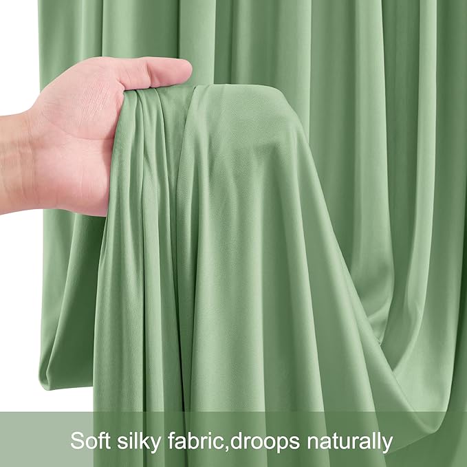 20ft x 12ft Sage Green Backdrop Curtains Wrinkle Free Backdrop Curtain for Wedding Parties Green Fabric Backdrops Drapes Back Drop Cloth Bridal Shower Stage Curtains Wedding Decorations for Reception