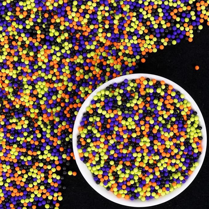 Halloween Edible Pearl Sprinkles,Nonpareils Purple Black Green and Orange Mix,Cute Pearls Cake Candy,Mini Sugar Sprinkles for Decorations Baking,Cake Ice Cream Cookies Cupcake Toppe Chocolate,Birthday Halloween Christmas Supplie 130g/4.58oz