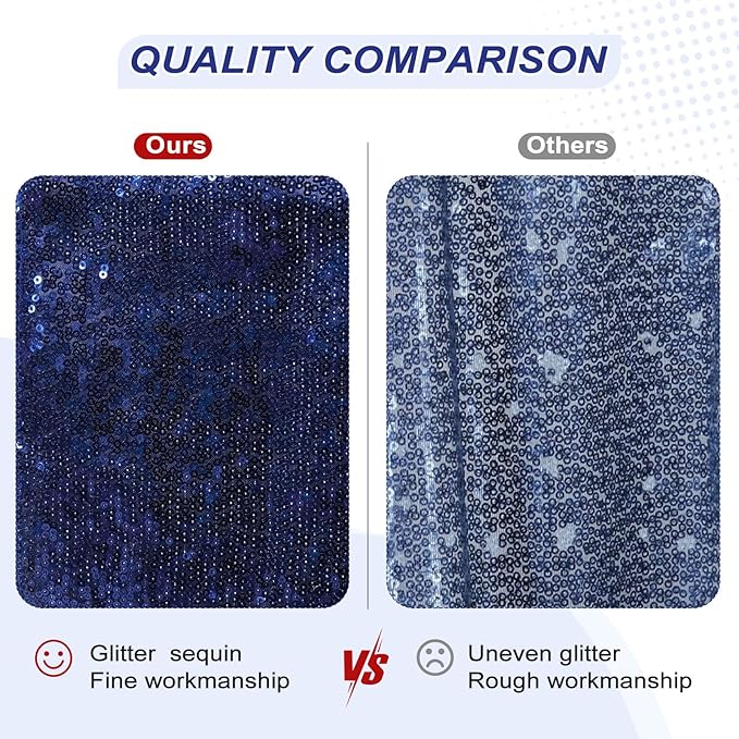 PartyDelight Sequin Backdrop Navy Blue 6Ft x 8Ft Photograph Back Drop Wedding Special Events