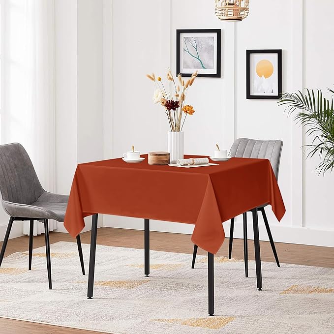 sancua Small Square Tablecloths 36x36 Inch Rust - Fall Table Cloth for Square or Round Tables, Burnt Orange Washable Polyester Fabric Table Cover for Thanksgiving Nightstand End Bedside Tables