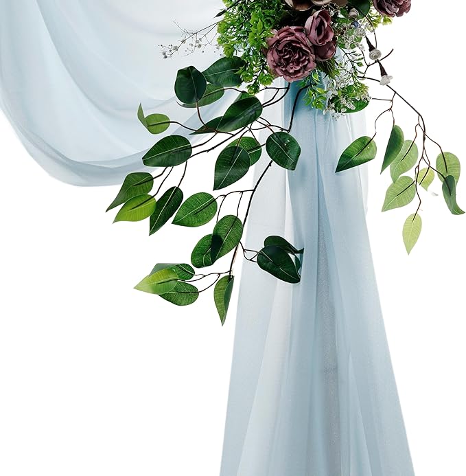 VDS Pack of 1 Panel (30 Inch X 40 Feet) Wedding Arch Draping Fabric Sheer Chiffon Fabric Drapery for Wedding Ceremony Reception Swag Backdrop Canopy Chuppah ARBO Altars Decoration (Baby Blue)