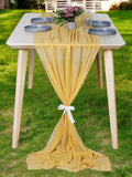 MDS 20 Pack 10ft Chiffon Table Runner 29 x 120 Inches Sheer Wedding Runner Romantic Rustic Table Runner for Wedding Decorations, Birthday Parties, Bridal Shower Party Arch Decor - Gold
