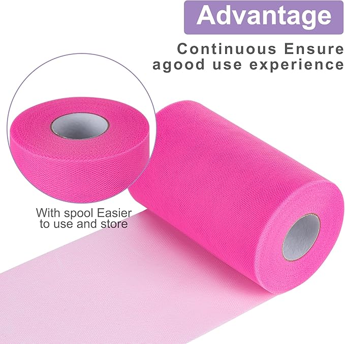 Peachy Tulle Fabric Rolls 6 Inch by 100 Yards (300 feet) Tulle Roll Spool Fabric for DIY Tutu Skirt Baby Shower Birthday Party Wedding Decorations Christmas Craft Supplies (Peachy)