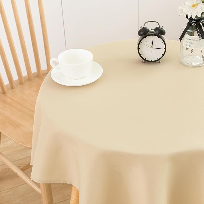 2 Pack Small Square Table Cloth 36X36 Inch Beige Washable Fabric Tablecloth Polyester Solid Tables Cover for Night Stand End Table Side Table Outdoor Indoor