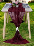 MDS 20 Pack 10ft Chiffon Table Runner 29 x 120 Inches Sheer Wedding Runner Romantic Rustic Table Runner for Wedding Decorations, Birthday Parties, Bridal Shower Party Arch Decor - Burgundy