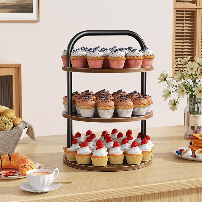 2 Pack Wooden Cupcake Stand, 3 Tier Large Cupcake Tower Stand 50 Cupcakes, Dessert Stand Cupcake Display Stand Cupcake Tower for Party, Wedding, Birthday, Halloween, Farmhouse Decor