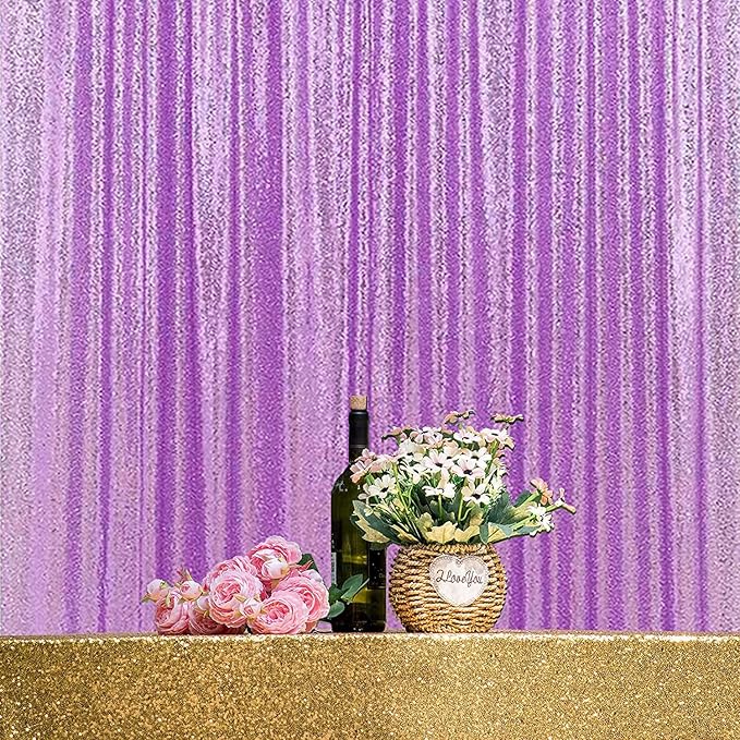 Lavender Sequin Backdrop Curtains 2 Panels 2FTx8FT Glitter Lavender Drapes Photo Backdrop Party Wedding Backdrop Glitter Baby Shower Curtain Sparkle Photography Background Curtains