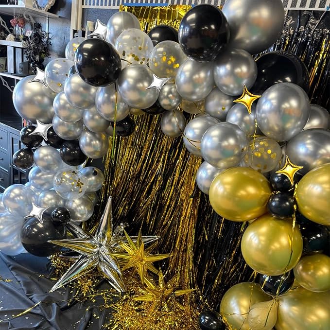 6 Pcs 22" & 10 Pcs 10" Star Foil Balloons - Gold, 12 Point & 4 Point Star Balloons for Party Supplies, Christmas, Birthday, Wedding