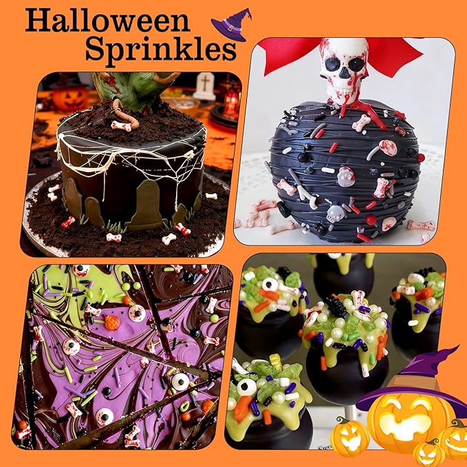 Halloween Sprinkles, Bloody Dog Bones Candy, Halloween Candy, Edible Sprinkles for Cake Decorating, Cupcake Decoration, Cupcake Toppings, Cookie, Ice Cream, 180g/ 6.35oz