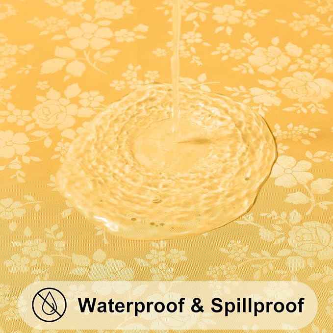 Smiry Rectangle Table Cloth, Waterproof Heavy Duty Vinyl Tablecloths, Wipeable Washable Table Cover for Kitchen and Dining Room (Mustard Yellow, 54" X 78")