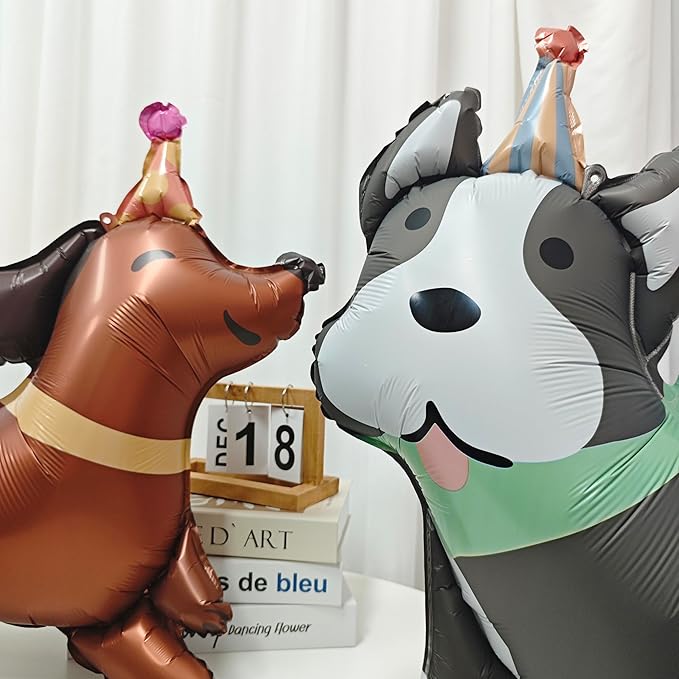 4PCS Animal Dog Birthday Balloons Cute Pet Puppy Mylar Foil Party Balloons Decoration For Kids Gift Dog Themed Birthday Baby Shower Pet Party Decorations