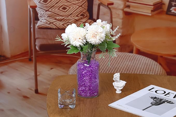 LAIDANLA 500PCS Purple Acrylic Gems Vase Fillers Fake Ice Cubes Plastic Diamonds Fake Crushed Rocks for Centerpiece DIY Party Table Scatter Prop Wedding Decoration Accessories