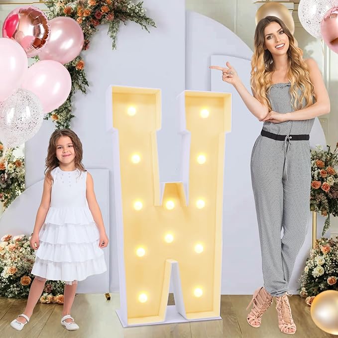 4ft Marquee for Letters W, Large Light up Letters, Multifunctional Large Marquee for Letters 4 Feet Tall for Party Decorations, Letter Balloons, Wedding Decor, Proposal Decorations (Letters W)
