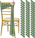 50 PCS Cheesecloth Chair Sashes, Bows Designed ChairSashes, 15.7x108 inch Chair Sashes for Aisle Decorations Universal Chairs Cover Decoration for Wedding Reception Party Banquet (Sage Green)