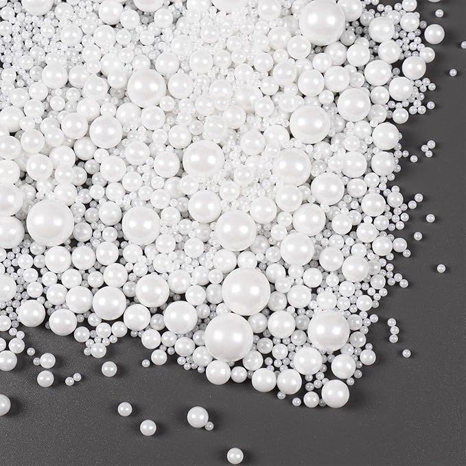 Edible Pearls for Cake Decorating, White Sprinkles, White Pearl Sprinkles for Cookies, Macaron, Cake, and Chocolate, Perfect for Weddings, Holidays, and Easter.120g(4.23oz)